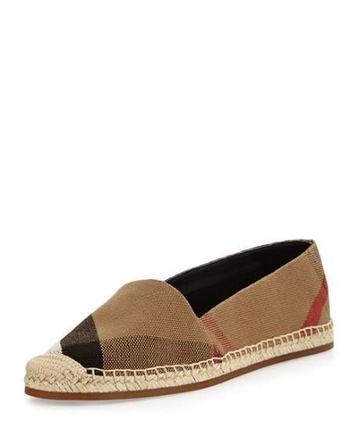 BURBERRY HODGESON CHECK CANVAS FLAT ESPADRILLE, CLASSIC CHECK