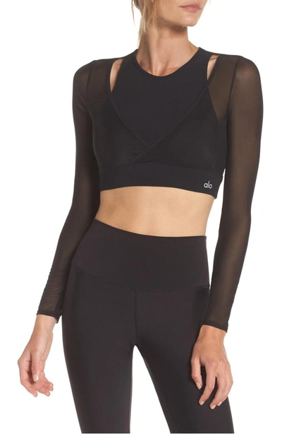 Alo Yoga Pivot Layered Look Crop Top In Black