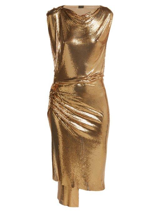 gold metal mesh dress