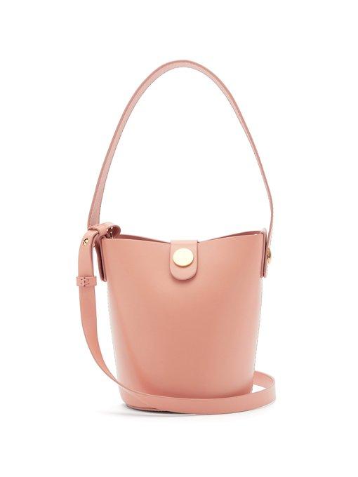 light pink bucket bag