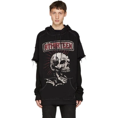 R13 R13 BLACK RTHIRTEEN CUT-OFF HOODIE