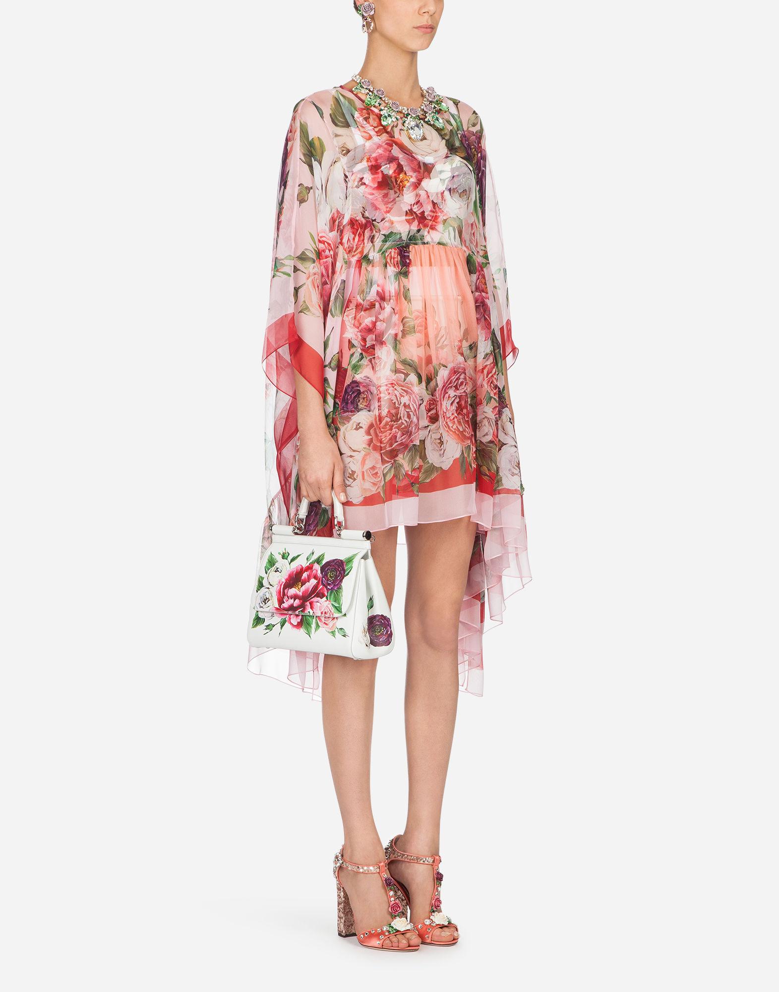 Shop Dolce & Gabbana Printed Silk Caftan In Floral Print