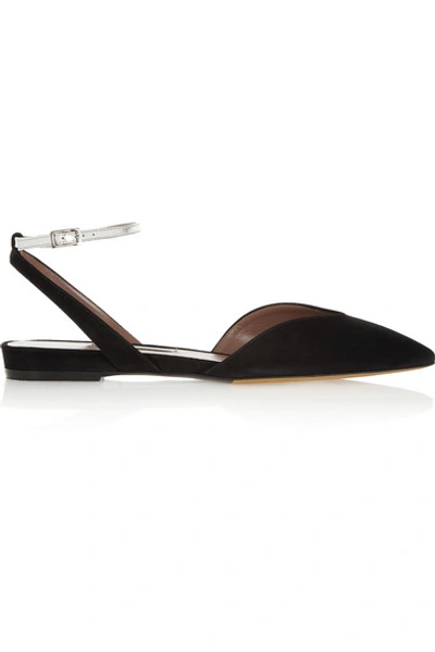 TABITHA SIMMONS Vera Metallic Leather And Suede Point-Toe Flats