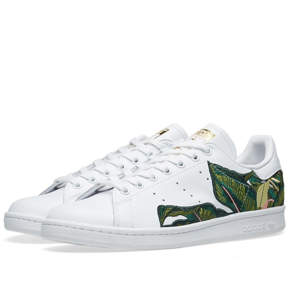 adidas originals stan smith trainers in white with embroidery