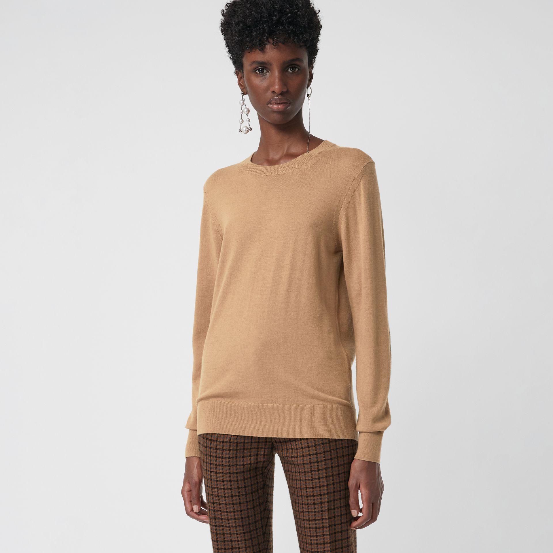 burberry vintage check detail merino wool sweater