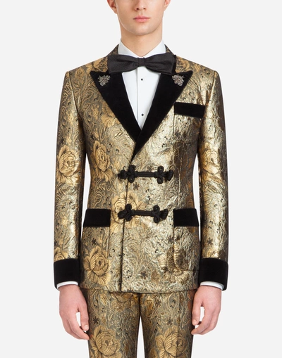 Dolce Gabbana Tuxedo-style Smoking Jacket In Jacquard Wool With