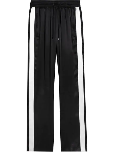 black satin track pants