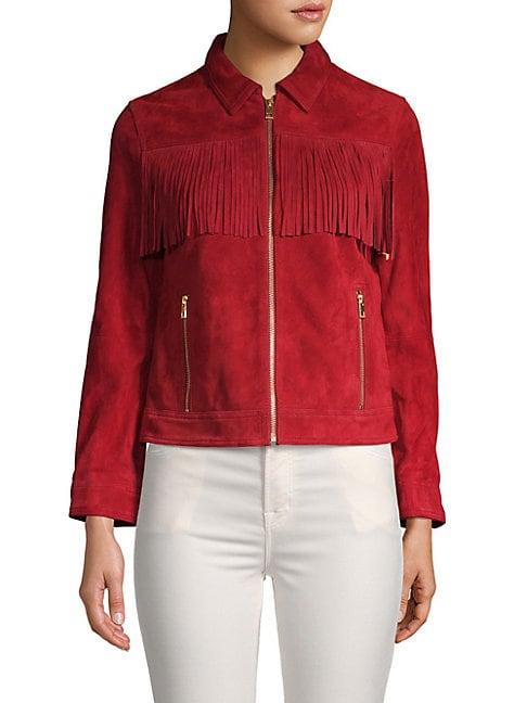 red fringe suede jacket