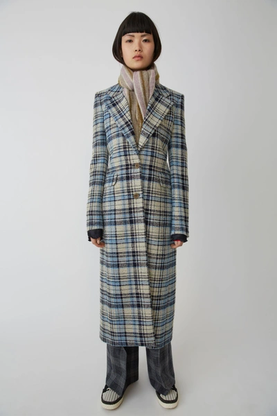 Acne Studios Plaid Print Coat チェック柄 コート Acne Studios Tartan Plaid Coat Navy/blue