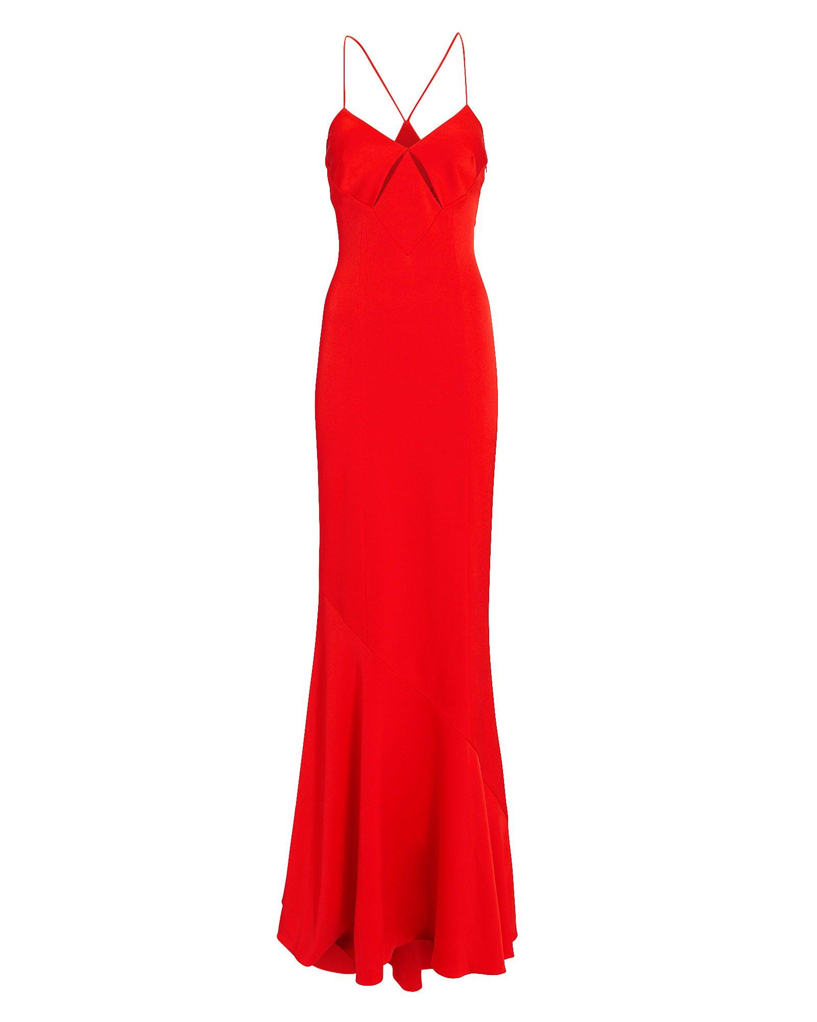 red dress with diamond straps