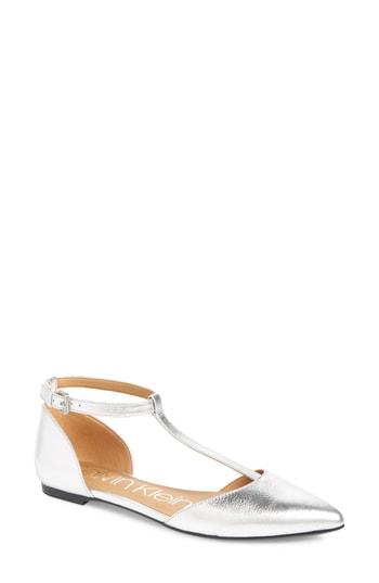 calvin klein t strap flats