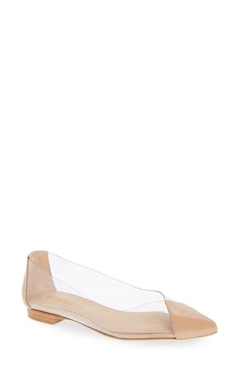 schutz clear pointy toe flat