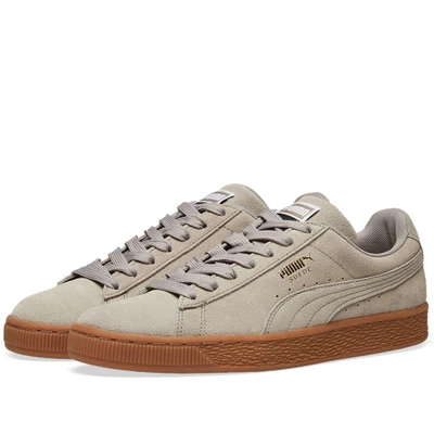 Shop Puma Suede Classic Gum Sole In Grey