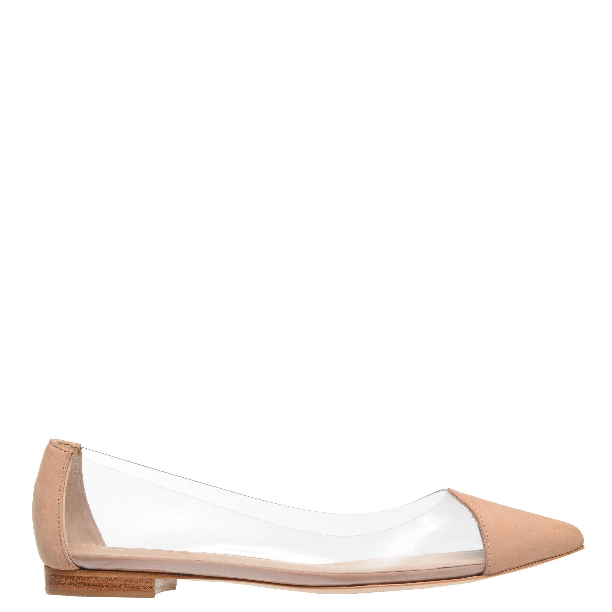 schutz clear pointy toe flat