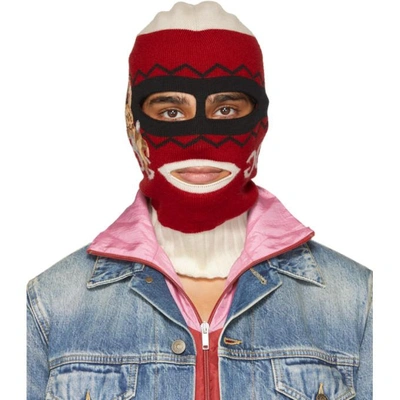 Shop Gucci Red And White Peru Rabbit Full Balaclava In 6560 Flame