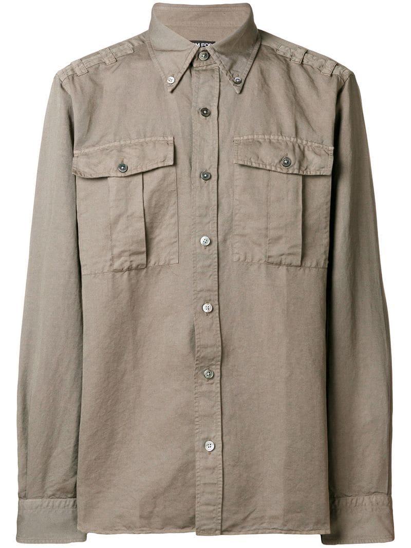 Shop Tom Ford Military Shirt - Green