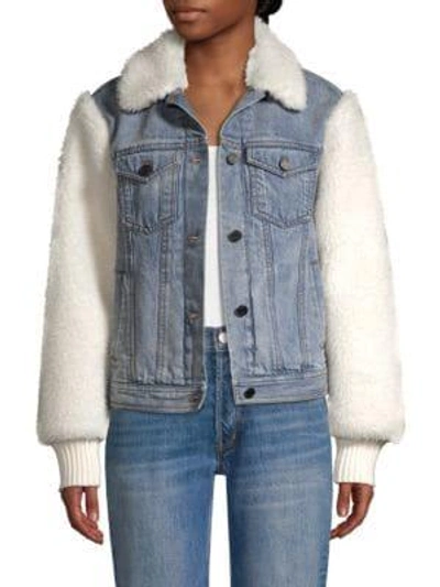 REBECCA TAYLOR Denim & Faux Fur Jacket