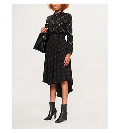 Shop Maje Razak Asymmetric Checked Woven Dress In Carreaux