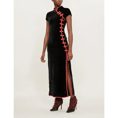 DE LA VALI SUKI VELVET MIDI DRESS