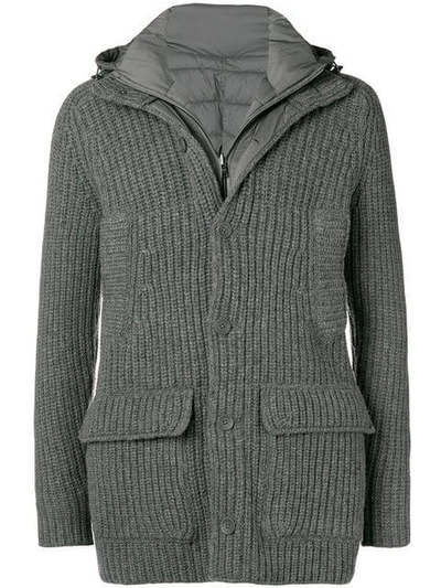 HERNO HERNO REMOVABLE INTERIOR KNITTED JACKET - GREY