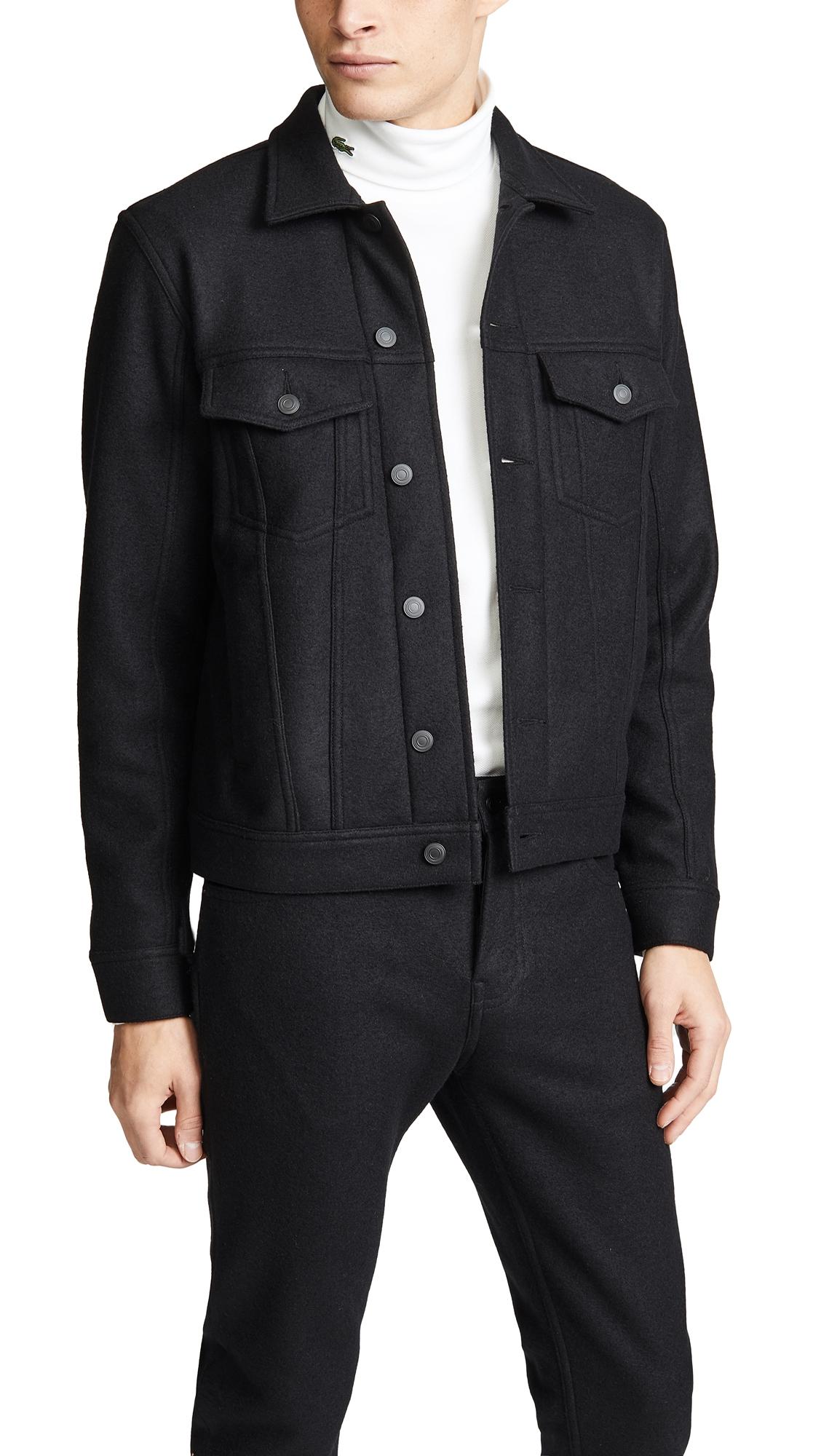 black wool trucker jacket