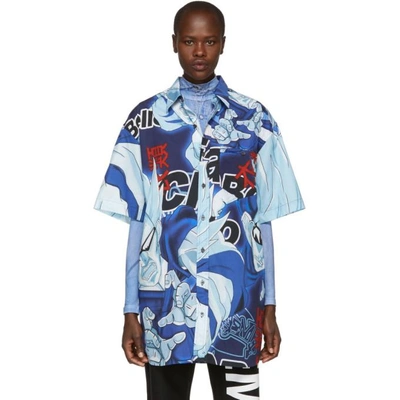 VETEMENTS VETEMENTS BLUE ANIME BOWLING SHIRT