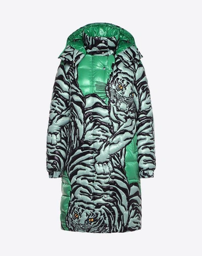 Shop Valentino Moncler Embroidered Tiger Re edition Quilted Down Coat In Poudre