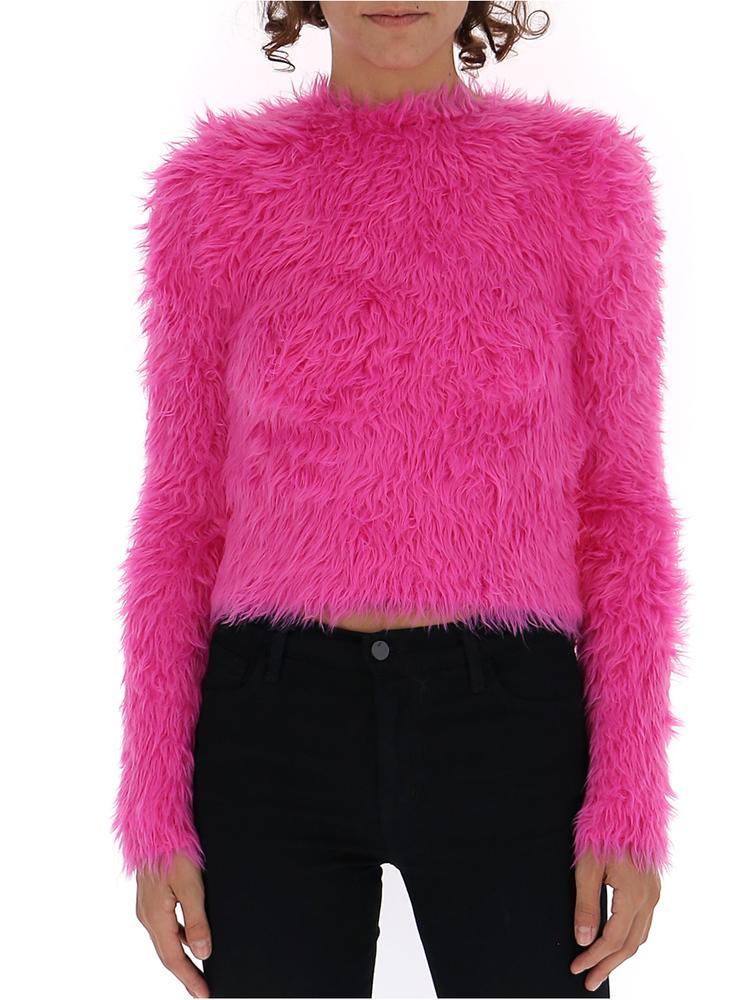 pink faux fur sweater