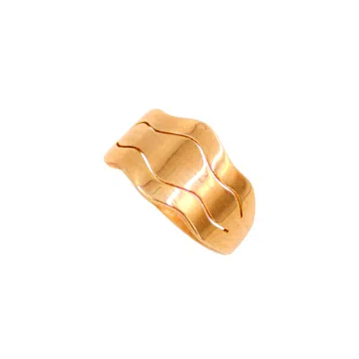 1610ISTANBUL WOMEN'S GOLD BYZANTINE MONOGRAM DETAIL RING