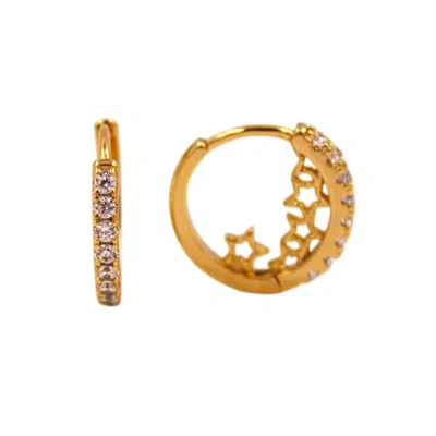 1610ISTANBUL WOMEN'S GOLD STAR SWAROVSKI EARRINGS