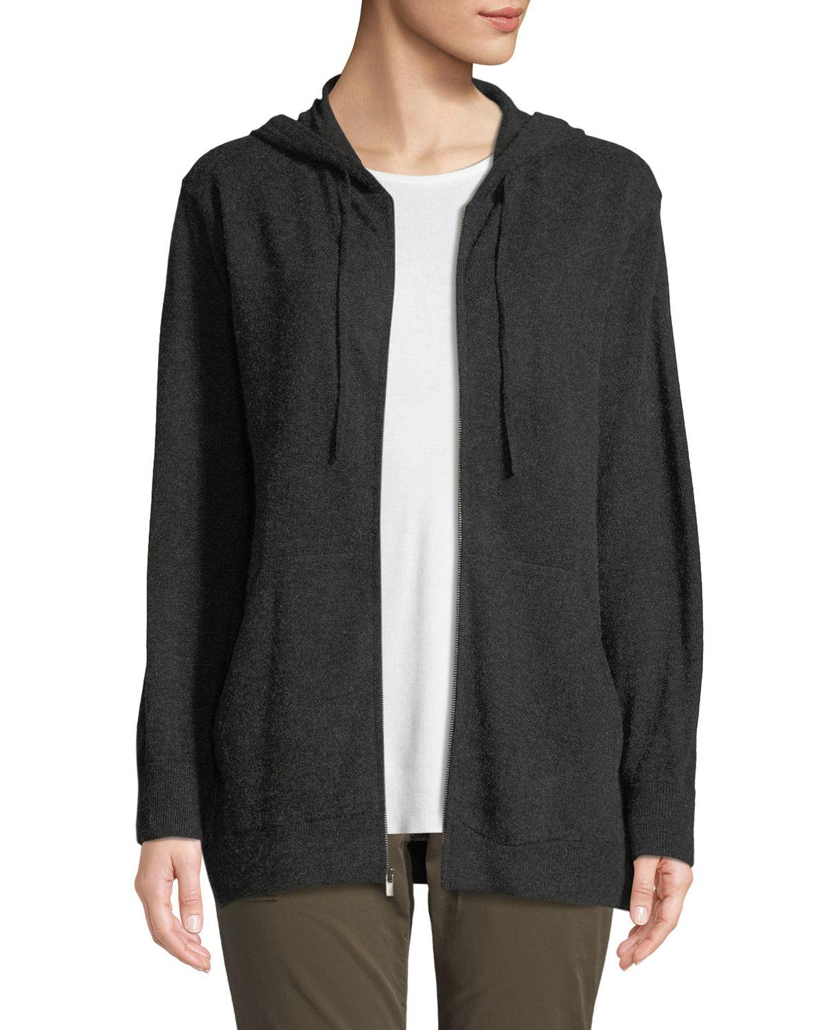 zip front cashmere hoodie