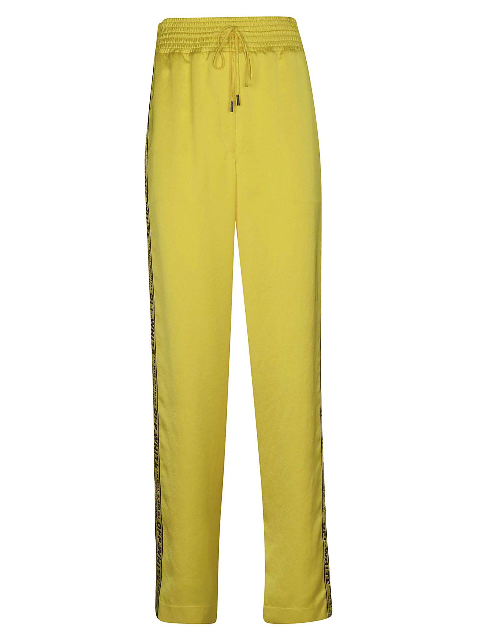 off white track pants yellow stripe