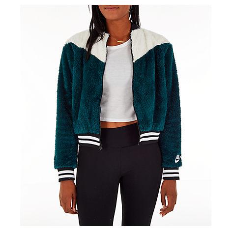 women's nike sportswear sherpa wolf bomber jacket