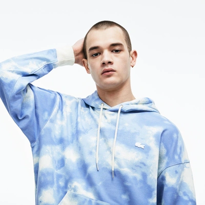 LACOSTE MEN'S LIVE HOODED CLOUD PRINT FLEECE SWEATSHIRT