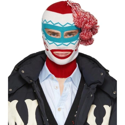 GUCCI GUCCI WHITE AND RED PERU POM POM BALACLAVA