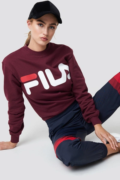 Shop Fila Classic Logo Sweat Red In Tawny Port