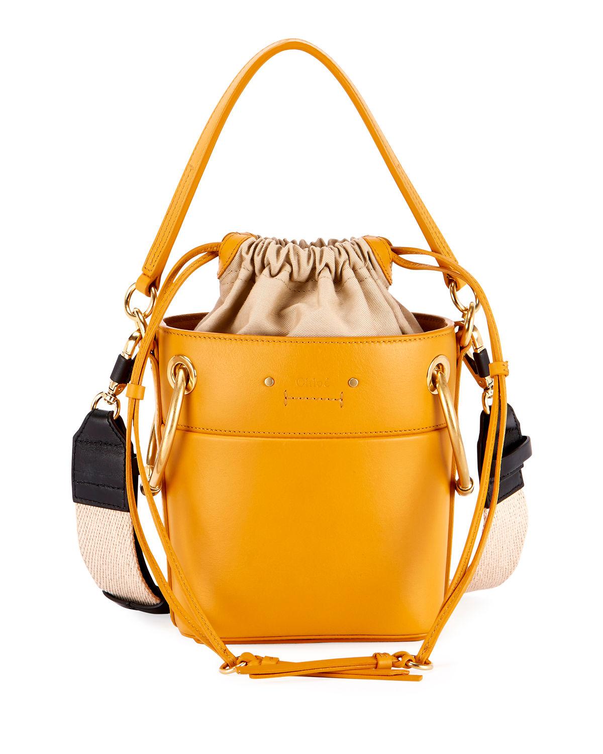 chloe roy mini smooth leather bucket bag