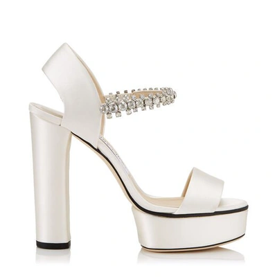 JIMMY CHOO SANTINA 125 Ivory Satin Platform Sandals