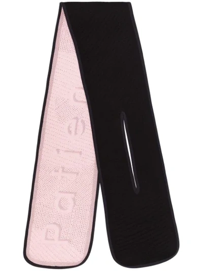 BYBORRE BYBORRE BLACK AND PINK TWO-TONE COTTON-BLEND SCARF