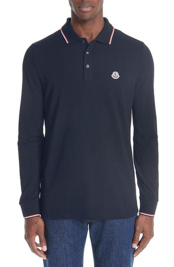 moncler long sleeve polo navy