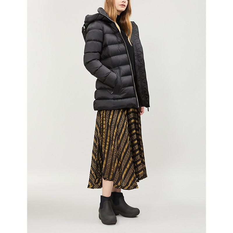 Shop Burberry Water Resistant Womens Black Check Limehouse Hooded  Shell-down Puffer Coat