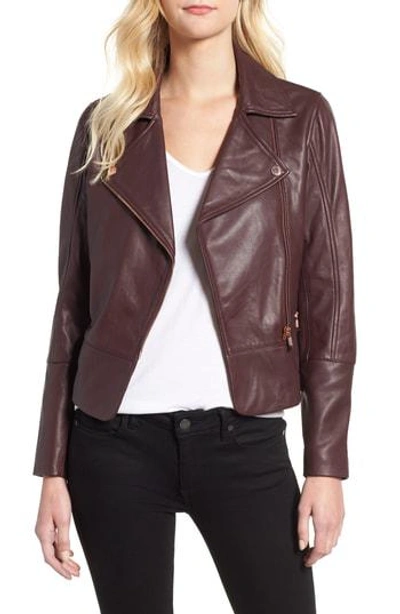 Shop Ted Baker Lizia Minimal Biker Jacket In Deep Purple