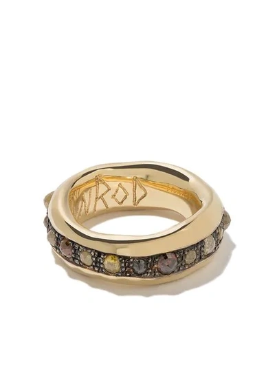 HUNROD 18KT YELLOW GOLD AND DIAMOND ENKI BAND RING