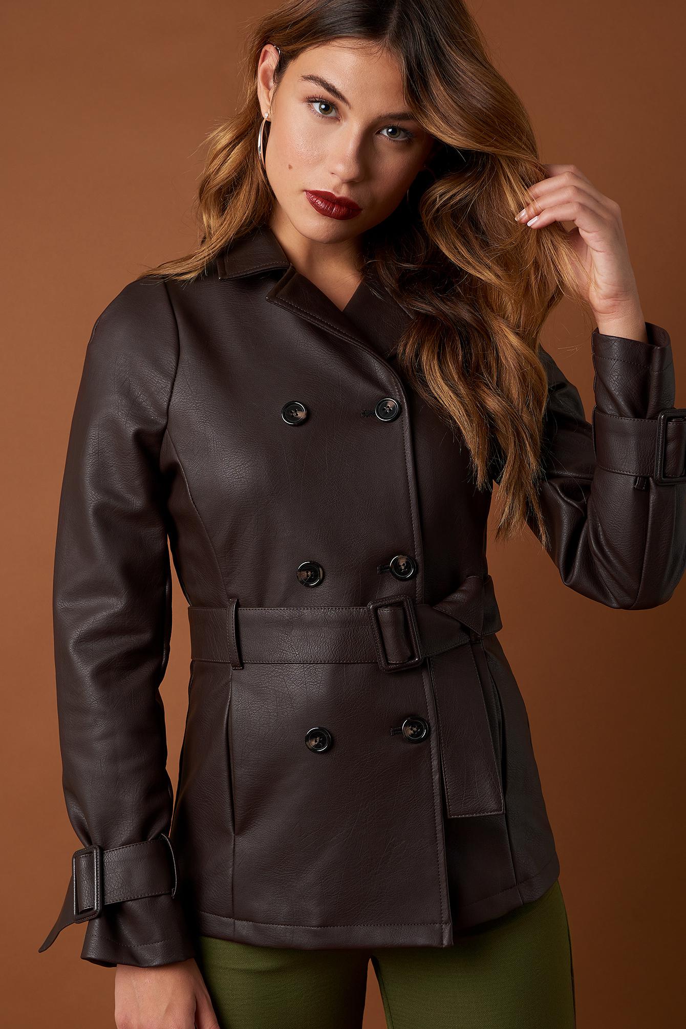 pu belted jacket