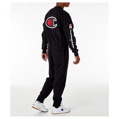 CHAMPION MEN'S CHAMPION SUPER FLEECE COVERALL JUMPSUIT, BLACK