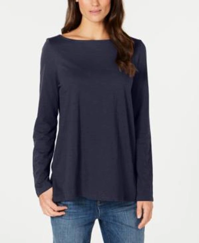 EILEEN FISHER ORGANIC COTTON BATEAU-NECK TOP, REGULAR & PETITE