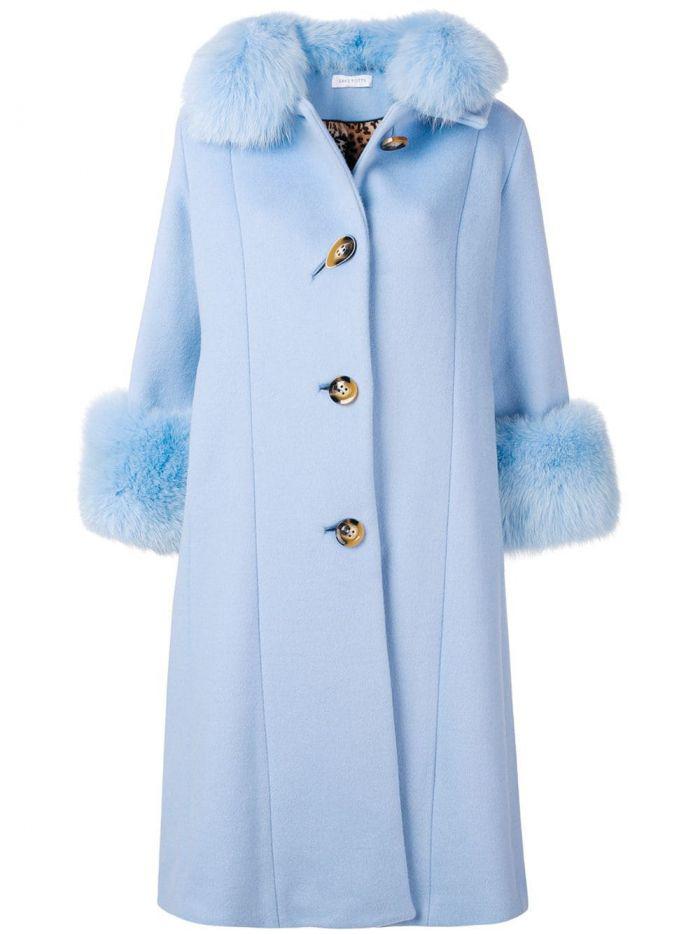 blue fur trim coat