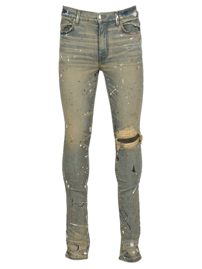 Shop Amiri Artist Broken Jeans In Dirty Indigo