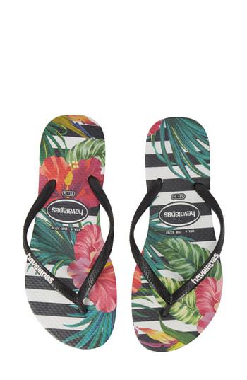 havaianas slim tropical floral flip flops