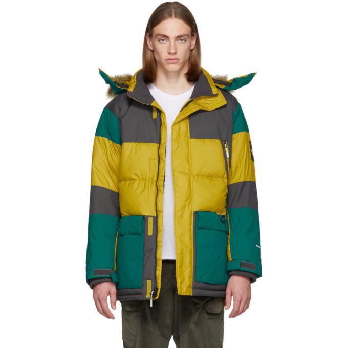 the north face vostok parka leopard yellow